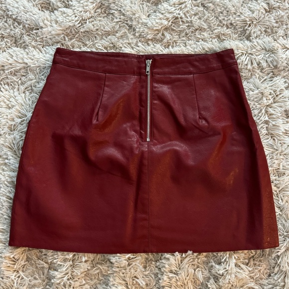 Lulus - Harley Burgundy Vegan Leather Mini Skirt - Picture 5 of 6